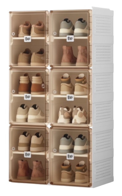 Rak Lemari Penyimpanan Sepatu 2 Baris – 12 Slot Box ANTB0X (Pintu Transparan)