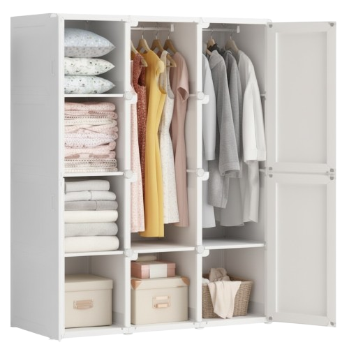 Lemari Baju Minimalis Putih 12 Box + 2 Hanger – ANTB0X